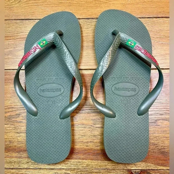 Havaianas | Brazil Logo | Olive Flip Flop / Sandals | 9/10 M 11/12 W - Picture 2 of 5